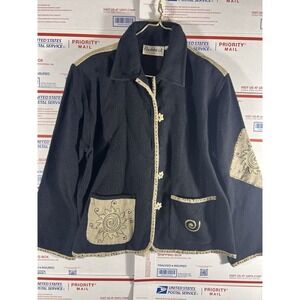 Vintage Flashback Cotton Linen Art To Wear BOHO Blazer Jacket L